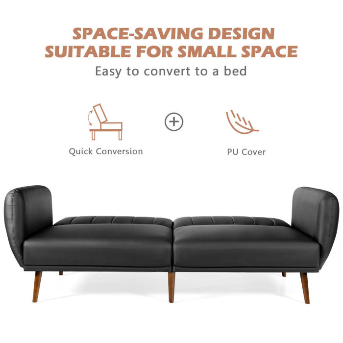 3 Seat Convertible Sofa Bed with Adjustable Backrest/Black