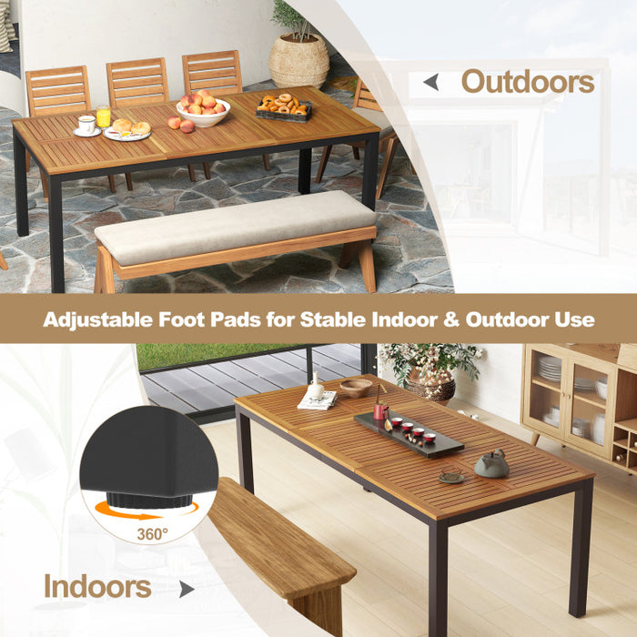 8-Person Outdoor Dining Table – 79 Inch Acacia Wood Patio Table