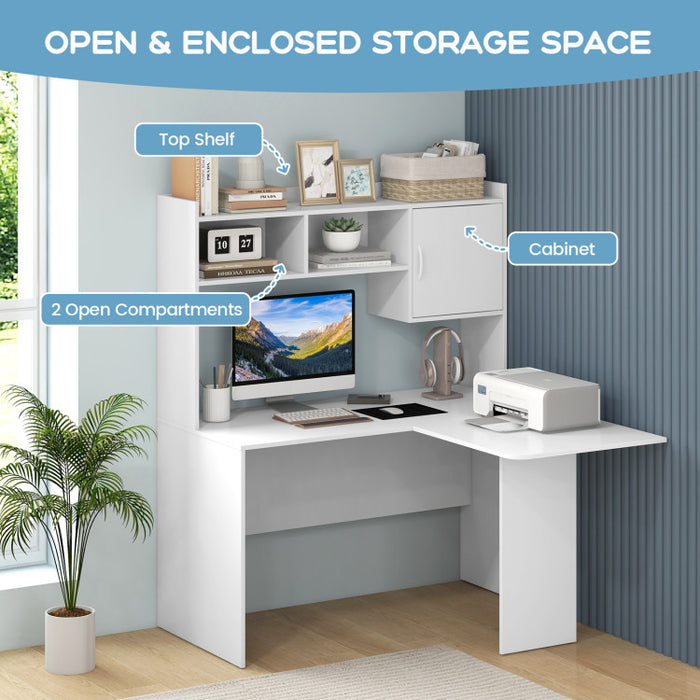 L-Shaped Desk Corner Computer Desk with Open Storage