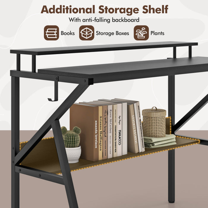 Space saving Computer Desk with Monitor Stand & Storage Shelf