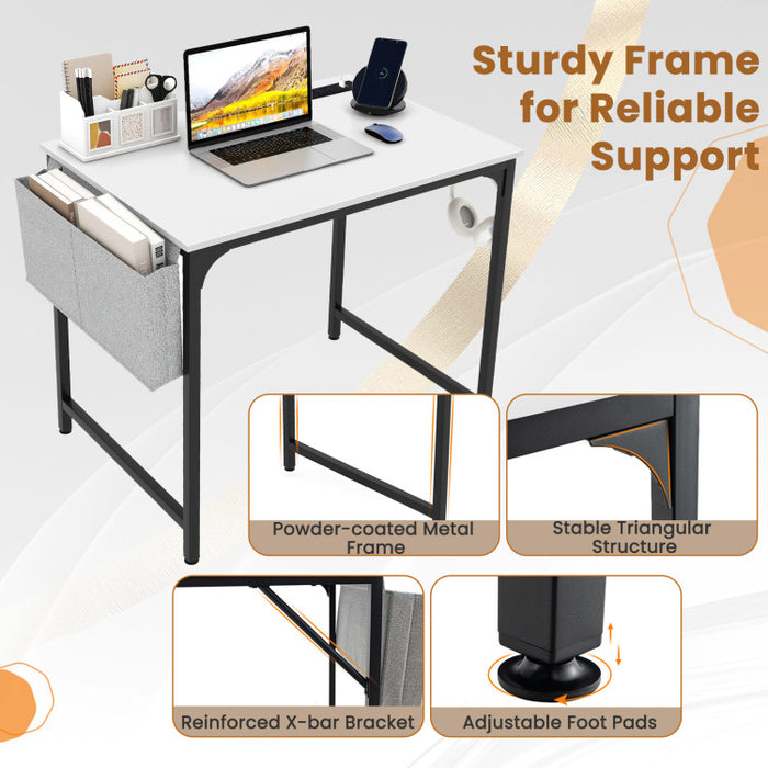 Compact Desk with Built-In Charging Station