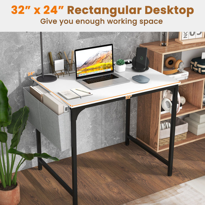 Compact Desk with Built-In Charging Station