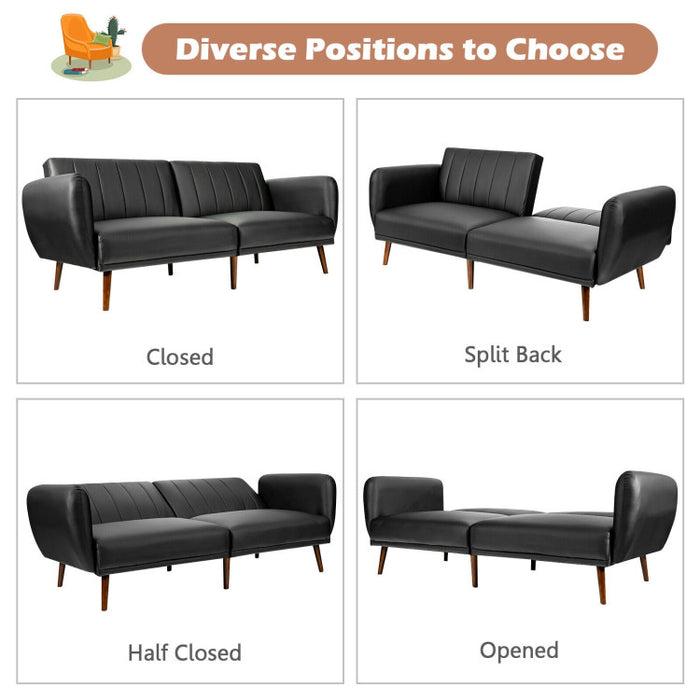 3 Seat Convertible Sofa Bed with Adjustable Backrest/Black