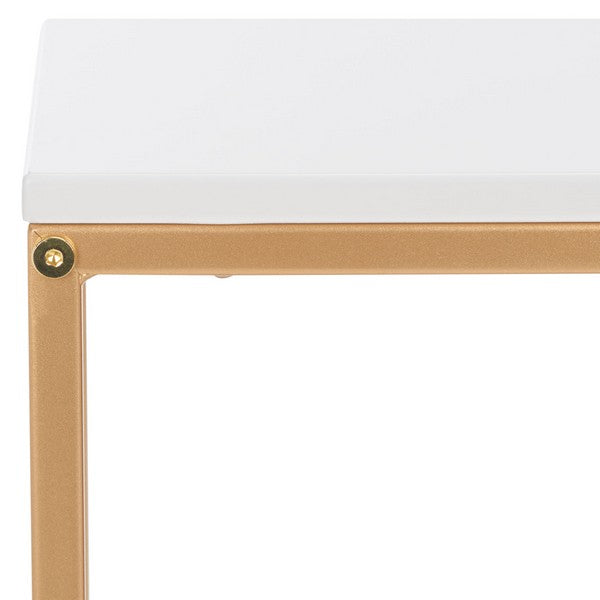 Eugenia Side Table/White/Brown/Gold