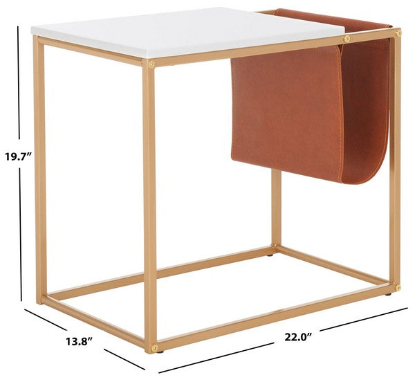 Eugenia Side Table/White/Brown/Gold