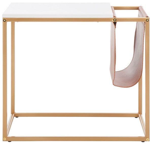 Eugenia Side Table/White/Brown/Gold