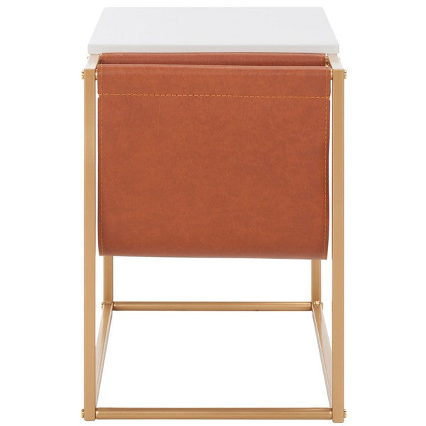 Eugenia Side Table/White/Brown/Gold