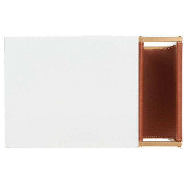 Eugenia Side Table/White/Brown/Gold