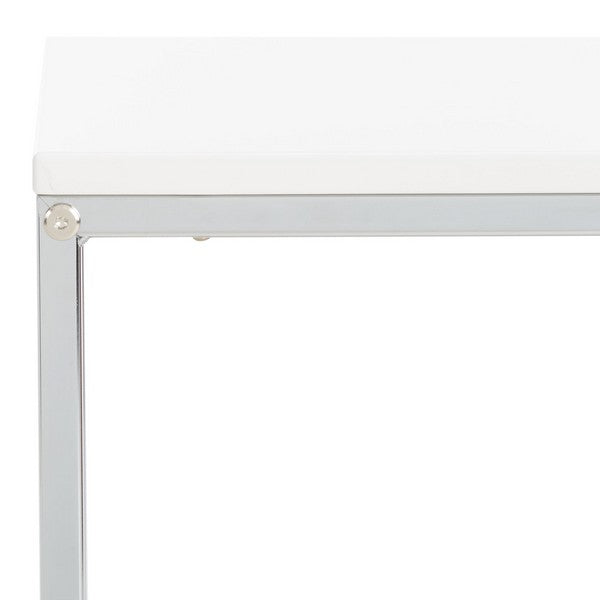 Eugenia Side Table/White/Brown/Chrome