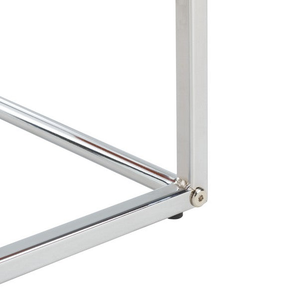 Eugenia Side Table/White/Brown/Chrome