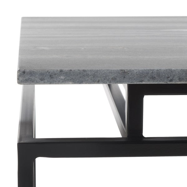 Guernica 1 Shelf Rectangle Accent Table/Grey Marble/ Black