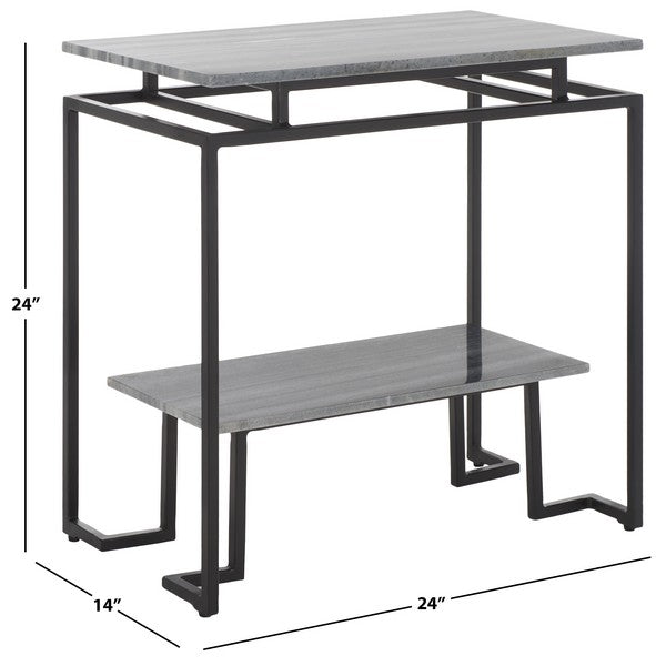 Guernica 1 Shelf Rectangle Accent Table/Grey Marble/ Black
