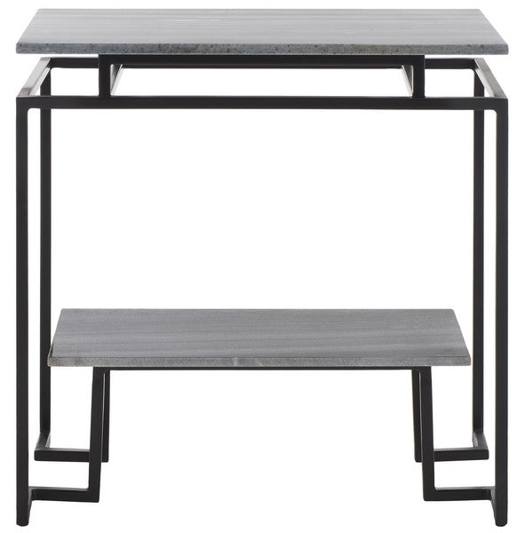 Guernica 1 Shelf Rectangle Accent Table/Grey Marble/ Black