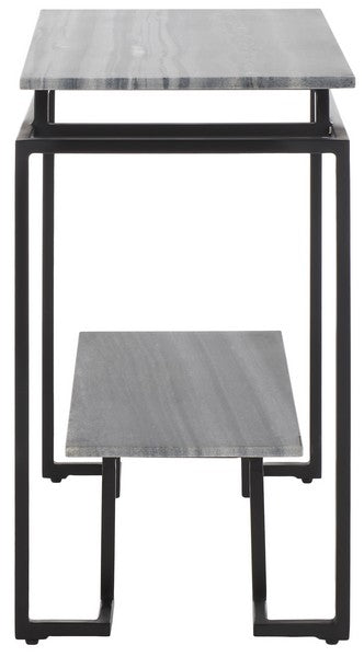 Guernica 1 Shelf Rectangle Accent Table/Grey Marble/ Black