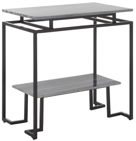 Guernica 1 Shelf Rectangle Accent Table/Grey Marble/ Black