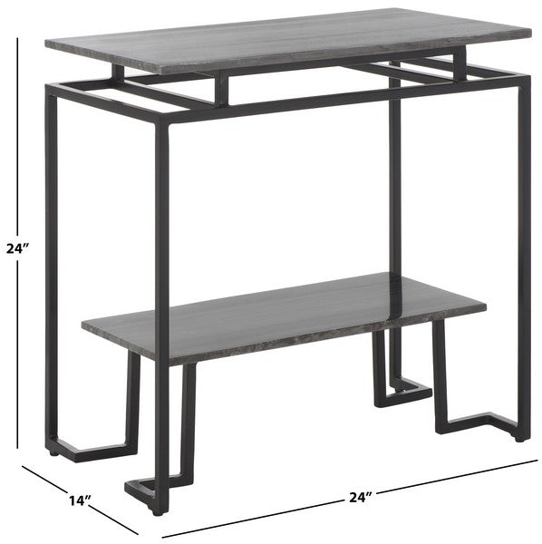 Guernica 1 Shelf Rectangle Accent Table/ Monsoon Black Marble/ Black