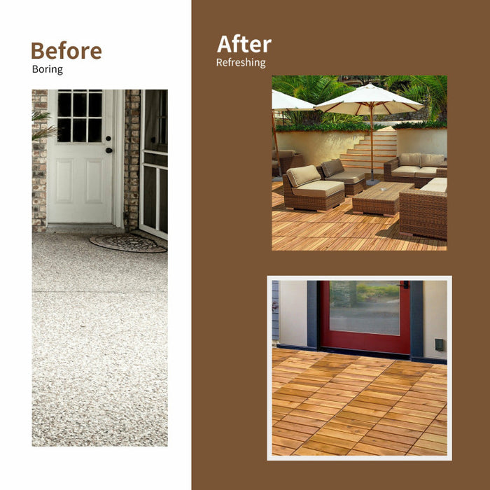27 Pieces Acacia Wood Patio Deck Tile
