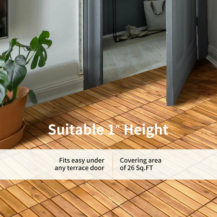 27 Pieces Acacia Wood Patio Deck Tile
