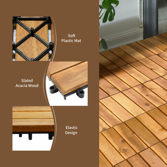 27 Pieces Acacia Wood Patio Deck Tile