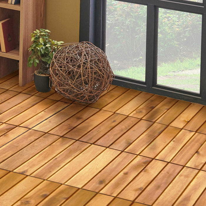 27 Pieces Acacia Wood Patio Deck Tile