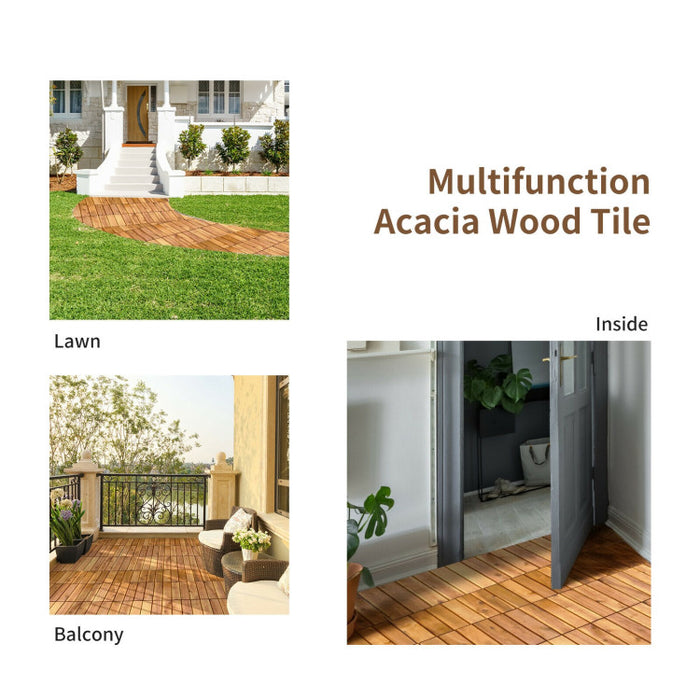 27 Pieces Acacia Wood Patio Deck Tile