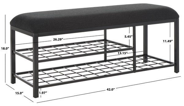 Milligan Open Shelf Bench W/Cushion/Black