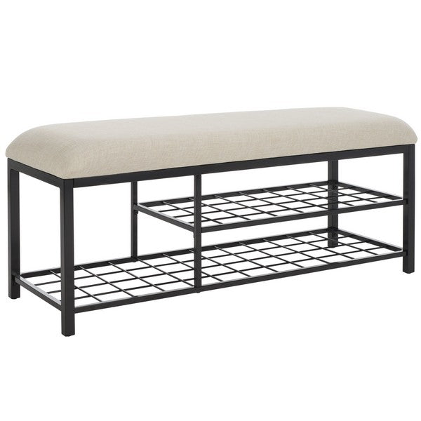 Milligan Open Shelf Bench W/ Cushion/Cream