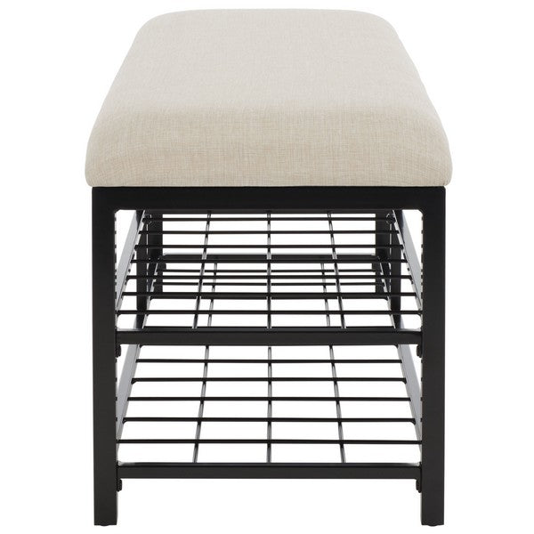 Milligan Open Shelf Bench W/ Cushion/Cream