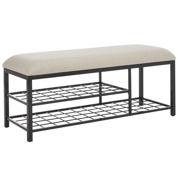 Milligan Open Shelf Bench W/ Cushion/Cream