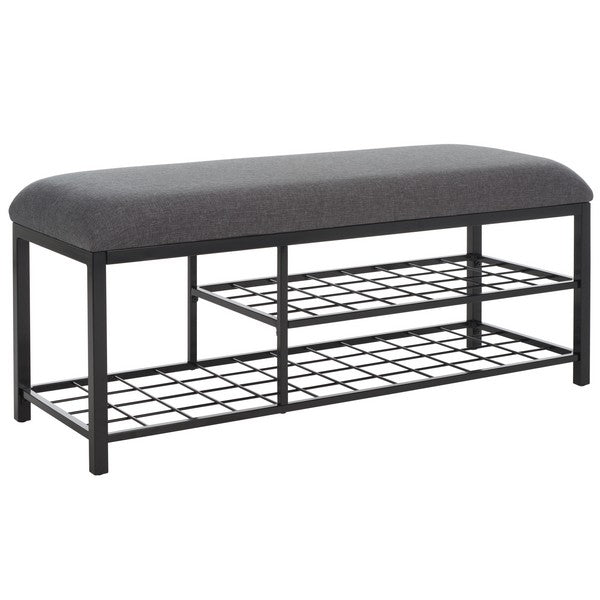 Milligan Open Shelf Bench W/Cushion/Dark Grey