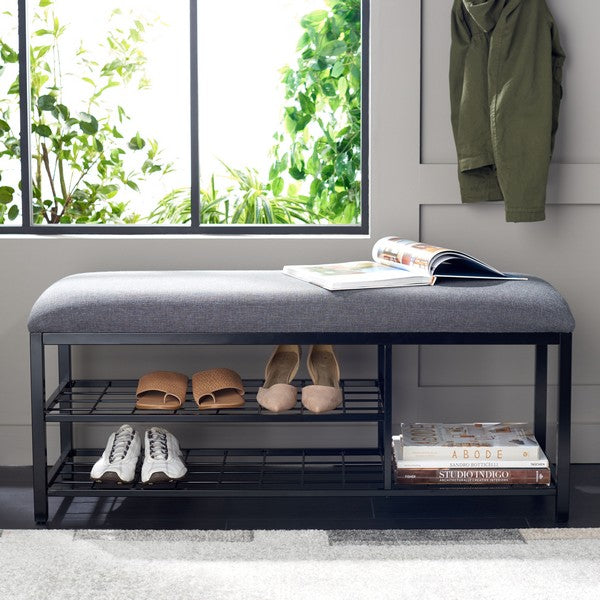 Milligan Open Shelf Bench W/Cushion/Dark Grey