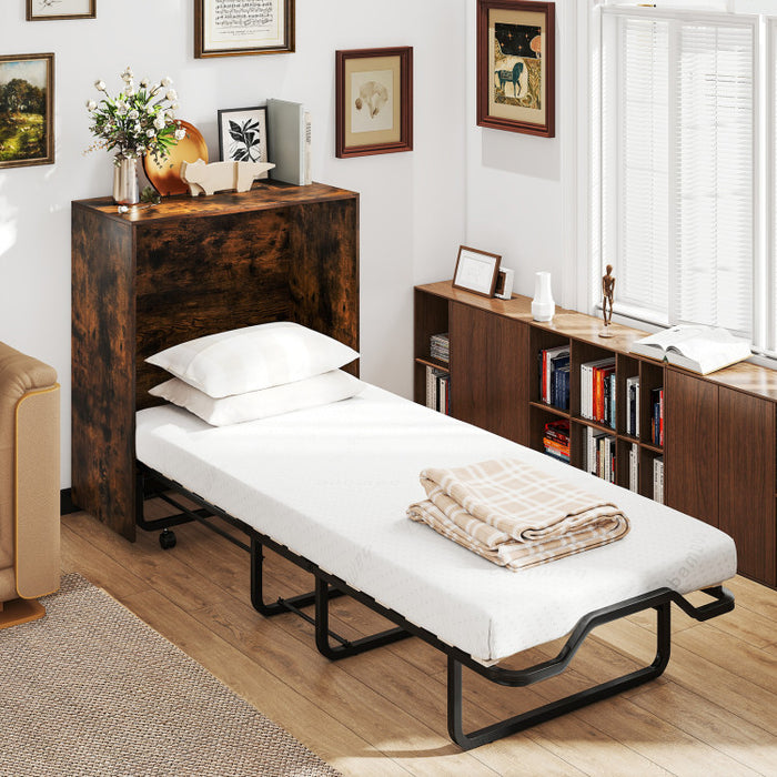 Cot Size Murphy Bed with Foldable Bed/Rustic Brown