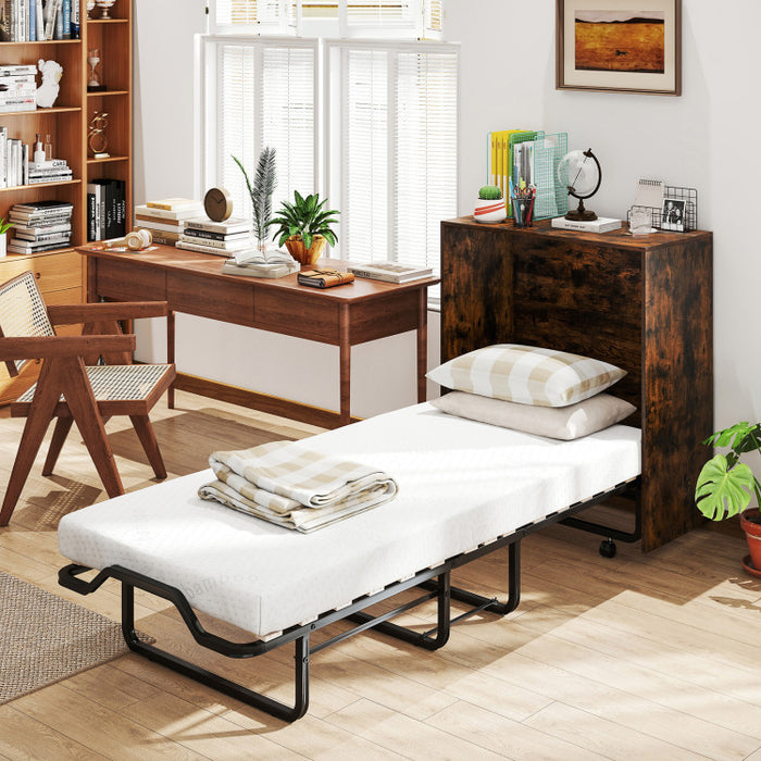 Cot Size Murphy Bed with Foldable Bed/Rustic Brown