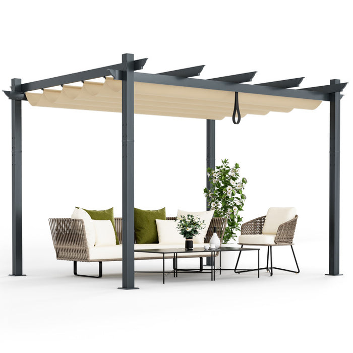 10 x 12 Feet Outdoor Aluminum Retractable Pergola Canopy Shelter Grape Trellis