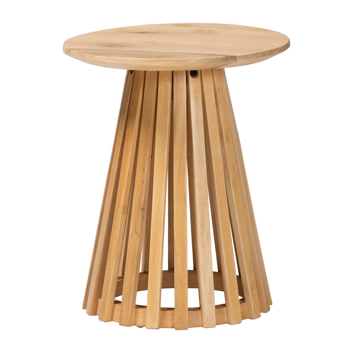 Caribic Modern Slatted Acacia Wood End Table