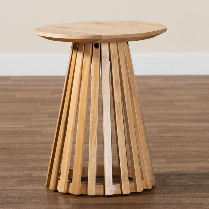 Caribic Modern Slatted Acacia Wood End Table