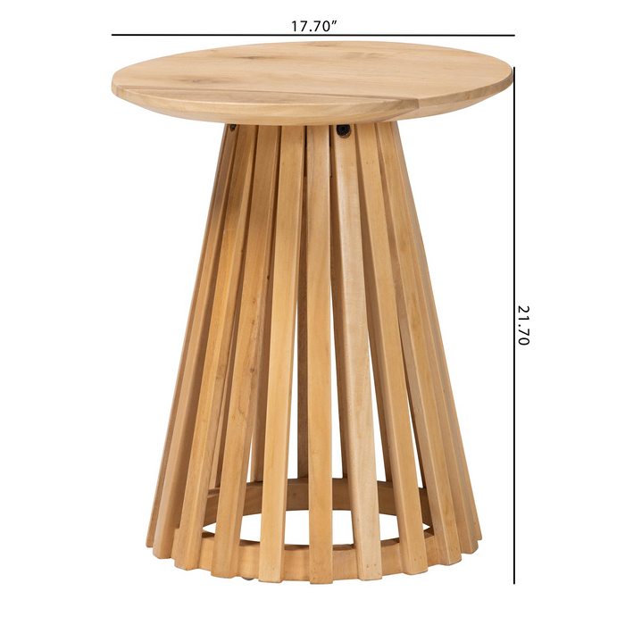 Caribic Modern Slatted Acacia Wood End Table