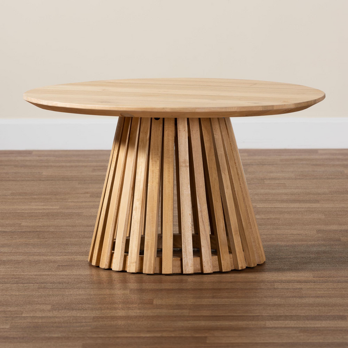 Caribic Modern Slatted Acacia Wood Coffee Table
