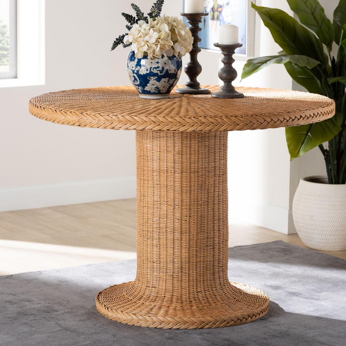 Farrow Bohemian Braided Light Honey Rattan Dining Table