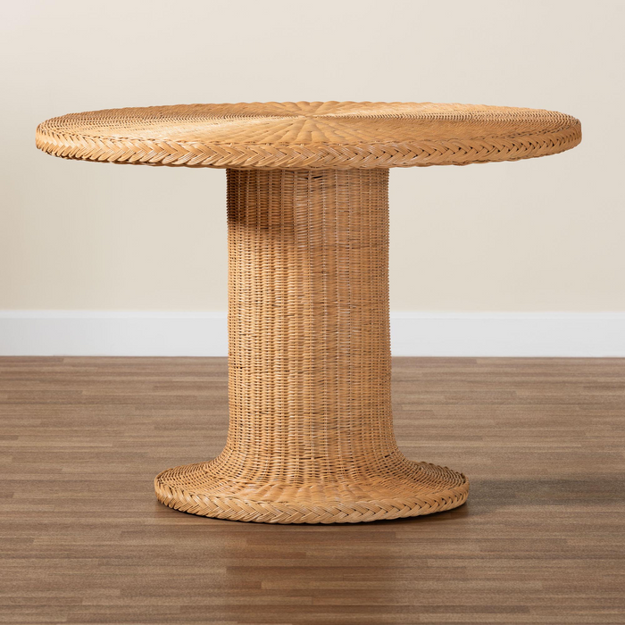Farrow Bohemian Braided Light Honey Rattan Dining Table