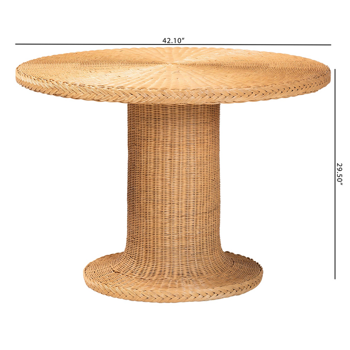 Farrow Bohemian Braided Light Honey Rattan Dining Table