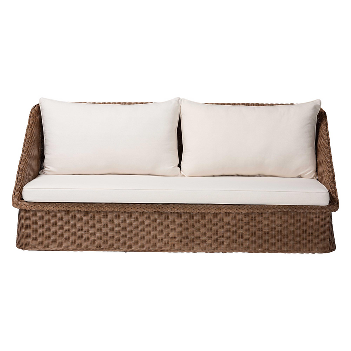 Derris Bohemian Peanut Brown Braided Rattan Sofa
