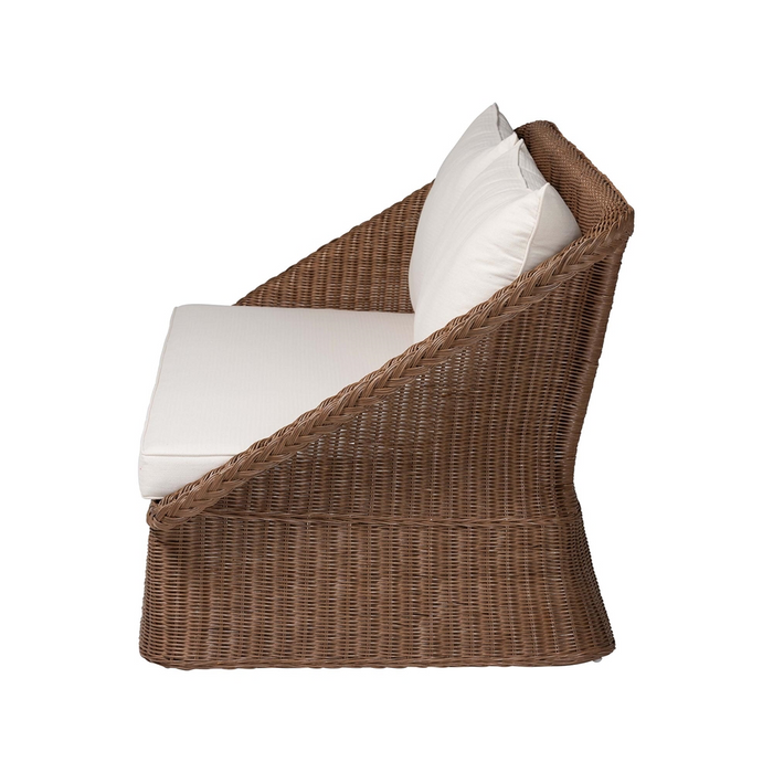 Derris Bohemian Peanut Brown Braided Rattan Sofa