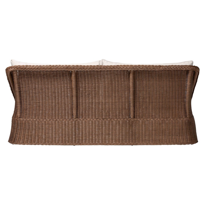 Derris Bohemian Peanut Brown Braided Rattan Sofa