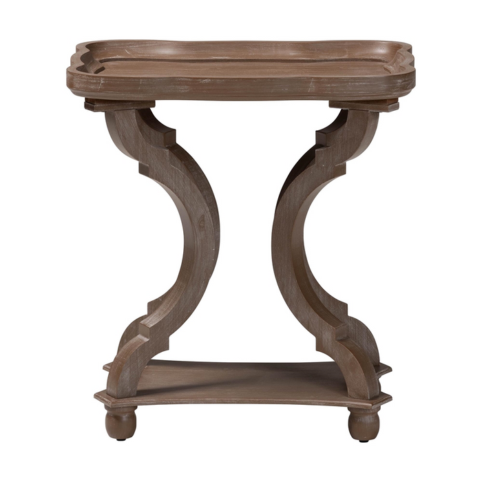 Yannick French Country Antique Brown Wood End Table