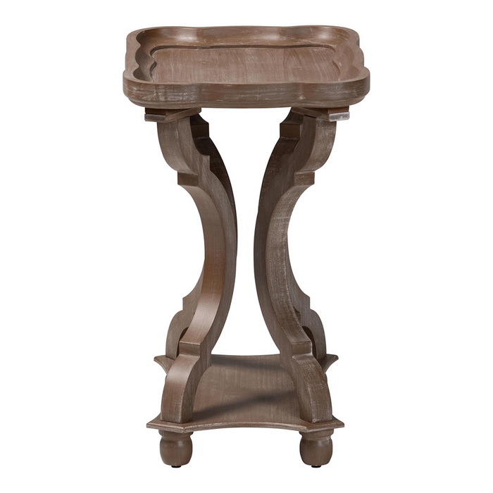 Yannick French Country Antique Brown Wood End Table