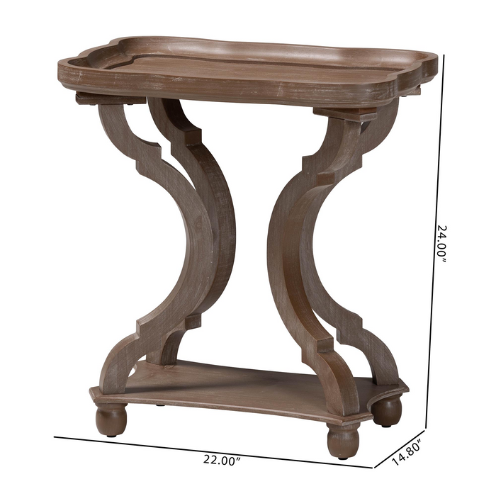 Yannick French Country Antique Brown Wood End Table