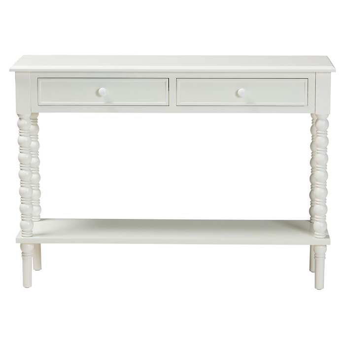 Malinda Classic White 2-Drawer Console Table with Spindle Legs