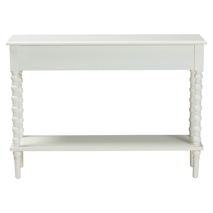 Malinda Classic White 2-Drawer Console Table with Spindle Legs