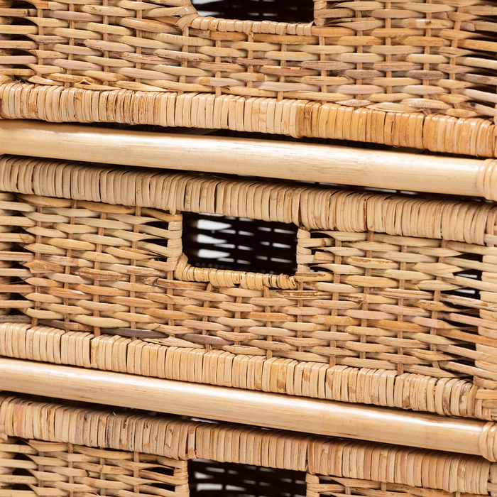 Dariana Bohemian Rattan 6-Drawer Storage Cabinet – Brown